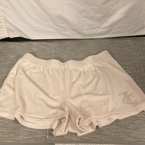 Juicy Couture Light Pink Velour Lounge Shorts with Crystal JC Emblem